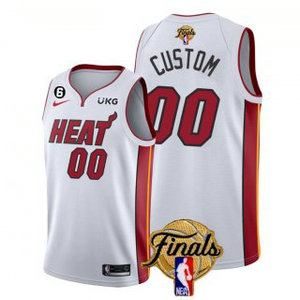 Nike Miami Heat Customized White 2023 Finals 6 patch With Advertising Authentic Stitched NBA Jersey