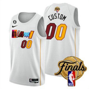 Nike Miami Heat Customized White City 2023 Finals 6 patch With Advertising Authentic Stitched NBA Jersey