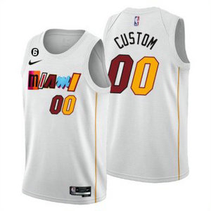 Nike Miami Heat Customized White City 6 patch With Advertising Authentic Stitched NBA Jersey