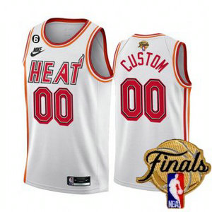 Nike Miami Heat Customized White classic 2023 Finals  6 patch With Advertising Authentic Stitched NBA Jersey