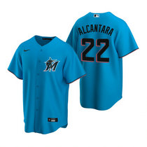 Nike Miami Marlins #22 Sandy Alcantara Blue Game Authentic Stitched MLB Jersey