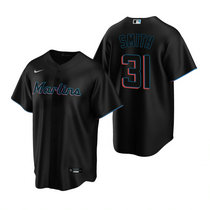 Nike Miami Marlins #31 Caleb Smith Black Game Authentic Stitched MLB Jersey