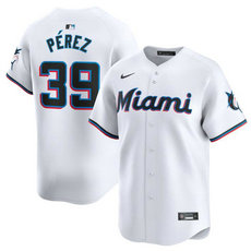 Nike Miami Marlins #39 Eury Pérez White 2024 Authentic Stitched MLB Jersey