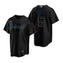Nike Miami Marlins #5 Jon Berti Black Game Authentic Stitched MLB Jersey