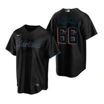 Nike Miami Marlins #66 Jarlin Garcia Black Game Authentic Stitched MLB Jersey