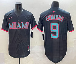 Nike Miami Marlins #9 Xavier Edwards Black Black Joint MLB Jersey