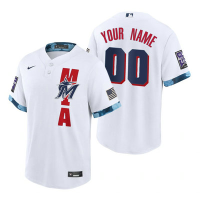 Nike Miami Marlins Custom Any Name 2021 All star White Game Authentic Stitched MLB Jersey