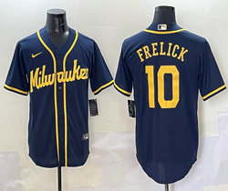 Nike Milwaukee Brewers #10 Sal Frelick Navy Authentic Stitched MLB Jersey