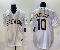 Nike Milwaukee Brewers #10 Sal Frelick White Authentic Stitched MLB Jersey