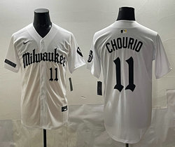Nike Milwaukee Brewers #11 Jackson Chourio White 5(V) Joint MLB Jersey