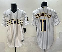 Nike Milwaukee Brewers #11 Jackson Chourio White Baseball Jersey