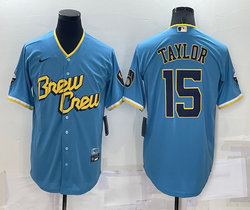 Nike Milwaukee Brewers #15 Tyrone Taylor Blue Game 2023 City Authentic Stitched MLB Jersey