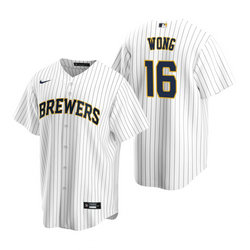 Nike Milwaukee Brewers #16 Kolten Wong White Game Authentic Stitched MLB Jersey