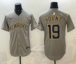 Nike Milwaukee Brewers #19 Robin Yount Gray Authentic Stitched MLB Jersey