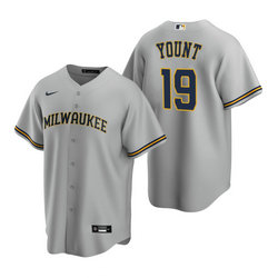 Nike Milwaukee Brewers #19 Robin Yount Gray Game Authentic Stitched MLB Jersey