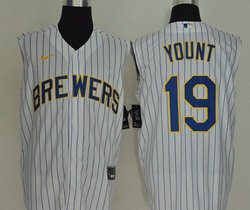 Nike Milwaukee Brewers #19 Robin Yount White sleeveless Game Authentic Stitched MLB Jersey