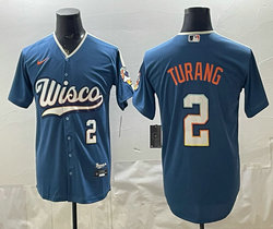 Nike Milwaukee Brewers #2 Brice Turang Blue 2026 City Connect Stadium Jersey