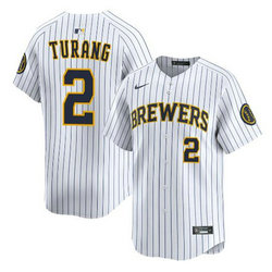 Nike Milwaukee Brewers #2 Brice Turang White MLB Jersey