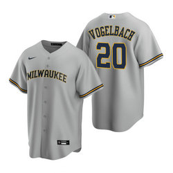 Nike Milwaukee Brewers #20 Daniel Vogelbach Gray Game Authentic Stitched MLB Jersey