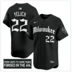 Nike Milwaukee Brewers #22 Christian Yelich Black 5(V) Joint MLB Jersey