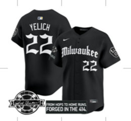 Nike Milwaukee Brewers #22 Christian Yelich Black Joint MLB Jersey