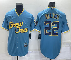 Nike Milwaukee Brewers #22 Christian Yelich Blue Game 2023 City Authentic Stitched MLB Jersey