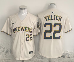 Nike Milwaukee Brewers #22 Christian Yelich Cream Authentic Stitched MLB Jersey