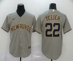 Nike Milwaukee Brewers #22 Christian Yelich Grey Game Authentic Stitched MLB Jersey