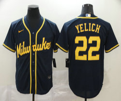 Nike Milwaukee Brewers #22 Christian Yelich Navy Game Authentic Stitched MLB Jersey