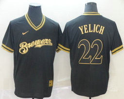 Nike Milwaukee Brewers #22 Christian Yelich Pullover Cooperstown Collection Authentic stitched MLB jersey