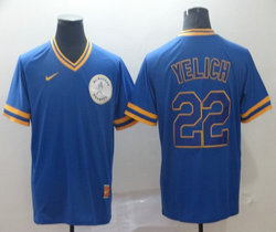 Nike Milwaukee Brewers #22 Christian Yelich Pullover Throwback Authentic stitched MLB jersey