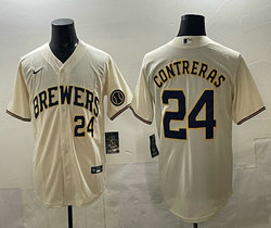 Nike Milwaukee Brewers #24 William Contreras Cream Baseball Jersey