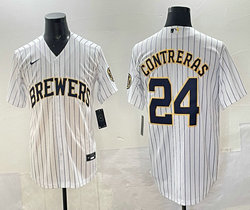 Nike Milwaukee Brewers #24 William Contreras White Baseball Jersey