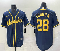 Nike Milwaukee Brewers #28 Andrew Vaughn Navy Baseball Jersey