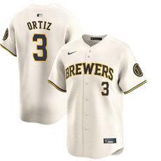 Nike Milwaukee Brewers #3 Joey Ortiz Cream 2024 Authentic Stitched MLB Jersey