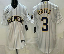 Nike Milwaukee Brewers #3 Joey Ortiz White Authentic Stitched MLB Jersey