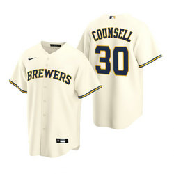Nike Milwaukee Brewers #30 Craig Counsell Cream Game Authentic Stitched MLB Jersey