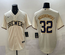 Nike Milwaukee Brewers #32 Jacob Misiorowski Cream Authentic Stitched MLB Jersey