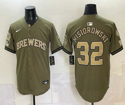 Nike Milwaukee Brewers #32 Jacob Misiorowski Olive 2026 Armed Forces Day MLB Jersey