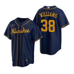 Nike Milwaukee Brewers #38 Devin Williams Navy Game Authentic Stitched MLB Jersey
