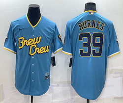 Nike Milwaukee Brewers #39 Corbin Burnes Blue Game 2023 City Authentic Stitched MLB Jersey