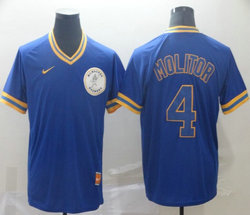 Nike Milwaukee Brewers #4 Paul Molitor Pullover Throwback Authentic stitched MLB jersey