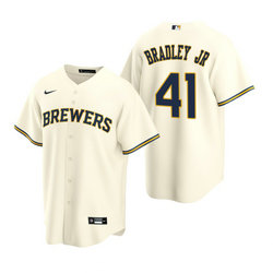 Nike Milwaukee Brewers #41 Jackie Bradley Jr Cream Game Authentic Stitched MLB Jersey