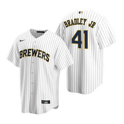 Nike Milwaukee Brewers #41 Jackie Bradley Jr White Game Authentic Stitched MLB Jersey