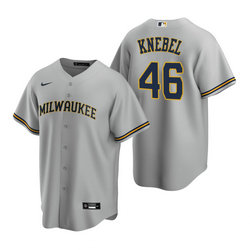 Nike Milwaukee Brewers #46 Corey Knebel Gray Game Authentic Stitched MLB Jersey