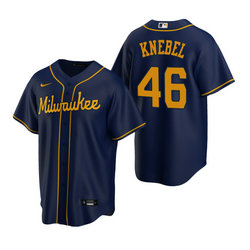 Nike Milwaukee Brewers #46 Corey Knebel Navy Game Authentic Stitched MLB Jersey