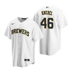 Nike Milwaukee Brewers #46 Corey Knebel White Game Authentic Stitched MLB Jersey