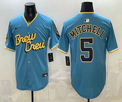 Nike Milwaukee Brewers #5 Garrett Mitchell Blue City Authentic Stitched MLB Jersey