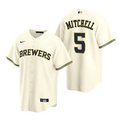 Nike Milwaukee Brewers #5 Garrett Mitchell Cream Game Authentic Stitched MLB Jersey