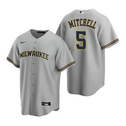 Nike Milwaukee Brewers #5 Garrett Mitchell Gray Game Authentic Stitched MLB Jersey